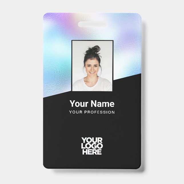 Custom Background image Corporate Logo Name ID Badge (Front)