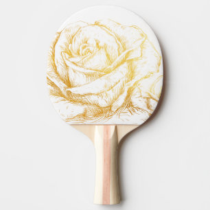 Custom Background Vintage Roses Floral Faux Gold Ping Pong Paddle