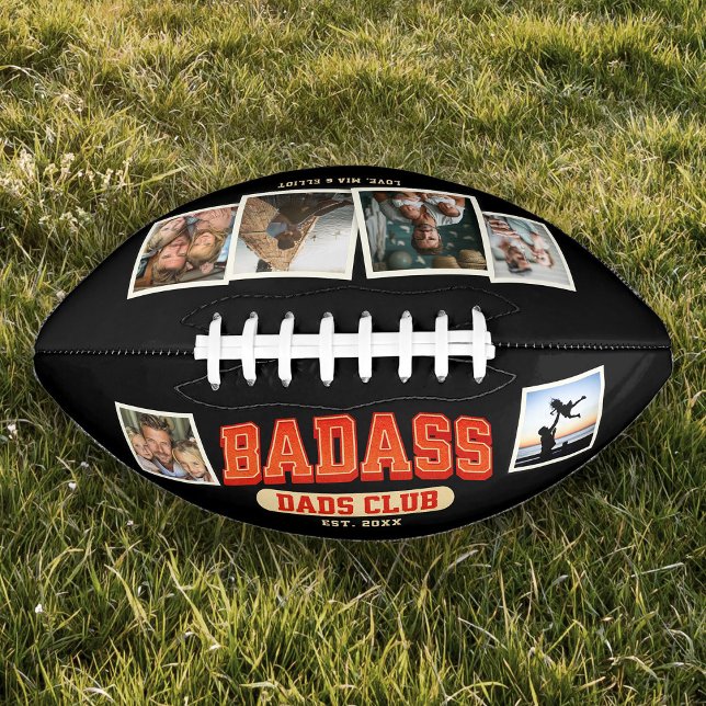 Custom Badass Dad Club Retro Cool Photo Collage Football (Creator Uploaded)