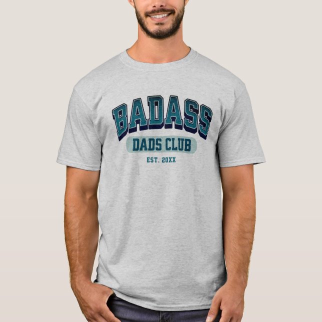 Custom Badass Dad Club Retro Cool Trendy Fun T-Shirt (Front)