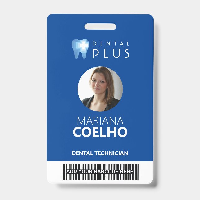 Custom Badge - Logo, Photo, Name and Barcode ID Badge (Front)