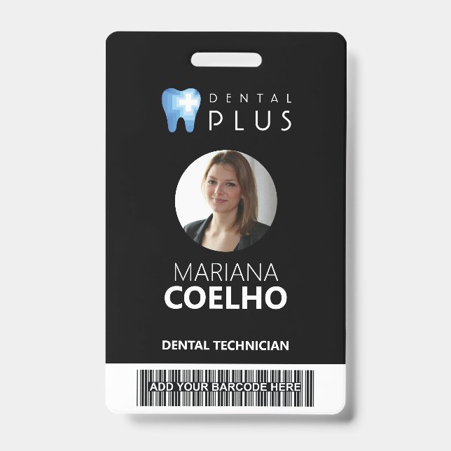 Custom Badge - Logo, Photo, Name and Barcode ID Badge (Front)