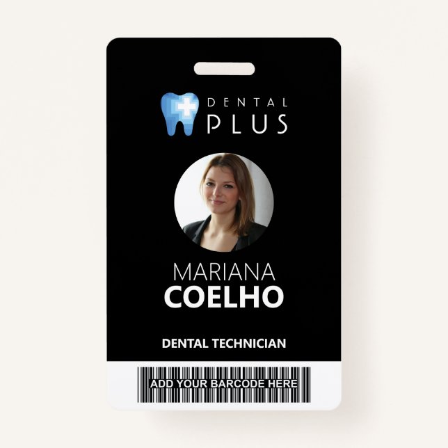 Custom Badge - Logo, Photo, Name and Barcode ID Badge (Front)