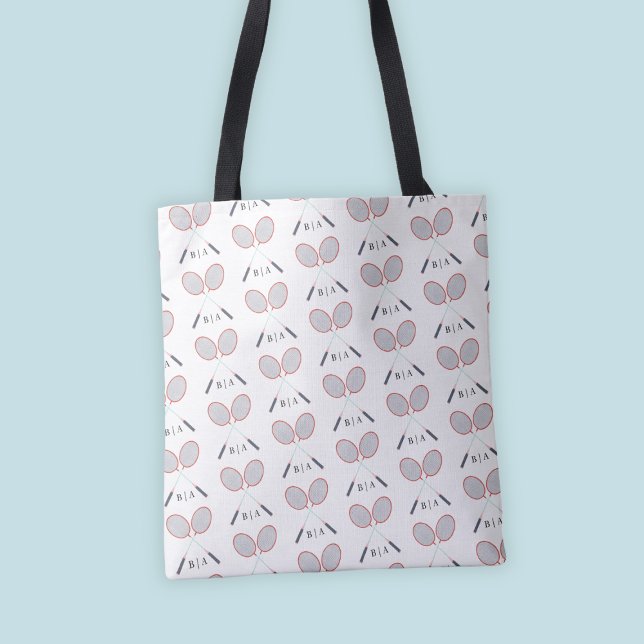 Custom Badminton Racket Pattern Monogrammed Tote Bag (Custom Badminton Racket Pattern Monogrammed Tote Bag
)