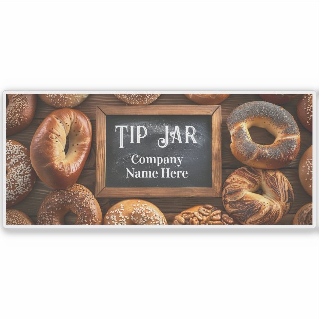 Custom Bagel Cafe Business Tip Jar (Front)