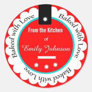 Custom Baked With Love Stickers Gift Tag Labels