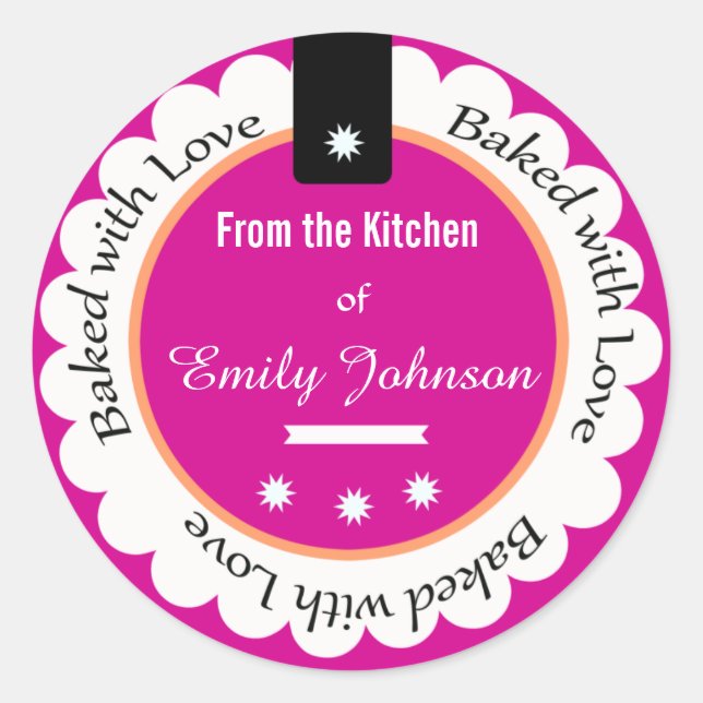 Custom Baked With Love Stickers Gift Tag Labels (Front)