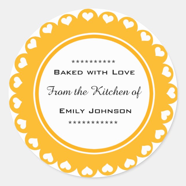 Custom Baked With Love Stickers Gift Tag Labels (Front)