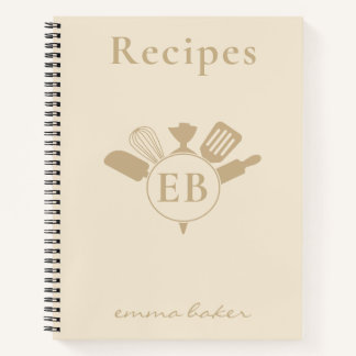 Custom Bakery Beige Recipe Book Notebook