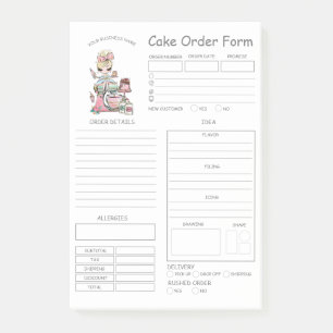 Custom  Bakery Cake Order Form Post-it Notes