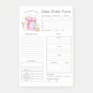Custom  Bakery Cake Order Form Post-it Notes
