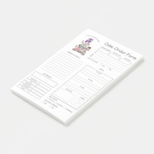 Custom  Bakery Cake Order Form Post-it Notes