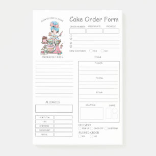 Custom  Bakery Cake Order Form Post-it Notes