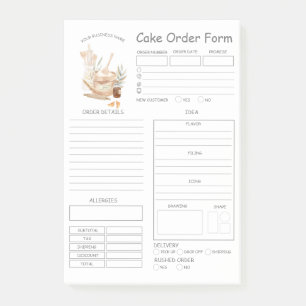 Custom  Bakery Cake Order Form Post-it Notes