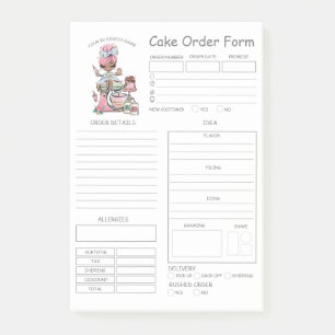 Custom  Bakery Cake Order Form Post-it Notes