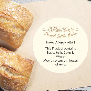 Custom Bakery Food Allergy Notice Round Sticker