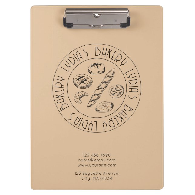 Custom Bakery Logo Clipboard (Front)