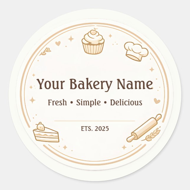 Custom Bakery Logo Sticker - Baking Icon Design (Front)