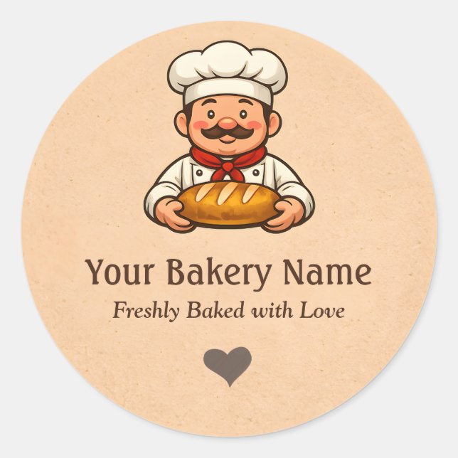 Custom Bakery logo Sticker - Chef Bread Logo (Front)