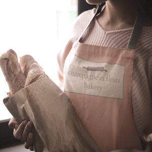 Custom Bakery Name Simple Pink + Grey Chef / Staff Apron