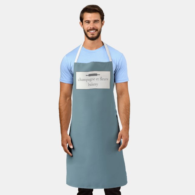 Custom Bakery Name Stone Blue Chef or Staff Apron (Worn)