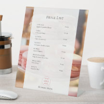 Custom Bakery Price List Menu