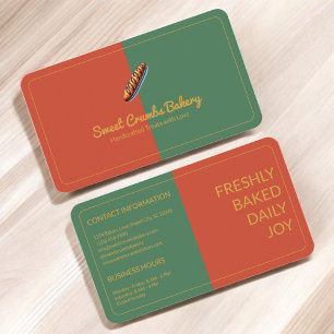 Custom Bakery Terracotta, Green, Mustard Yellow   Business Card