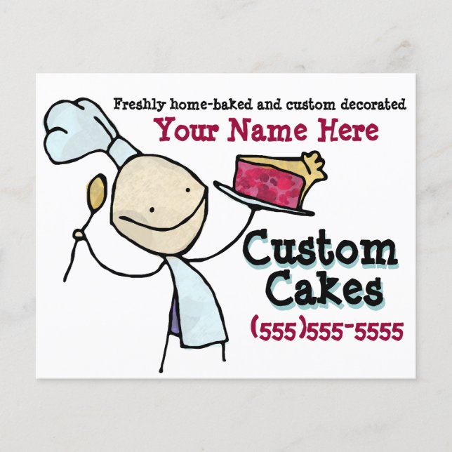 Custom Baking. Cake Decorating. Advertising flyer (Front)