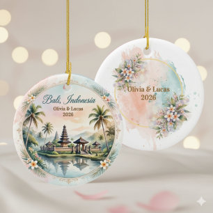 Custom Bali Indonesia Honeymoon Keepsake Ceramic Ornament