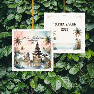 Custom Bali Indonesia Honeymoon Keepsake Ceramic Ornament