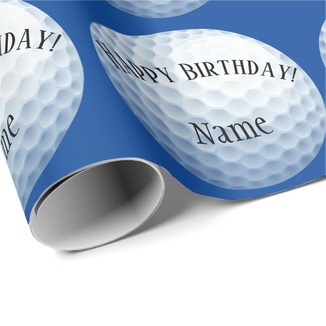 Custom Baller Golf Name Happy Birthday Wrapping Paper (Roll Corner)