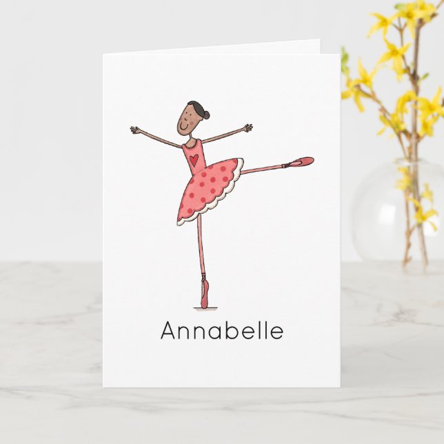 Custom Ballerina Birthday  Card (Yellow Flower)