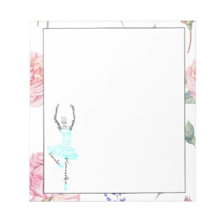 Custom Ballerina Kennidie | Rose Watercolor Border Notepad