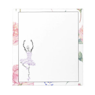 Custom Ballerina Maya | Rose Watercolor Border Notepad