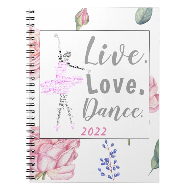 Custom Ballerina | Rose Watercolor Border Notebook (Front)