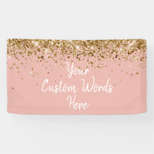 Custom Ballet Pink Gold Birthday Party Photo Booth Banner