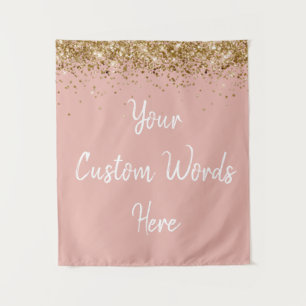 Custom Ballet Pink & Gold Personalised Photo Booth Tapestry
