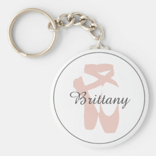 Custom Ballet Slipper Ballerina Dance Center Name Key Ring