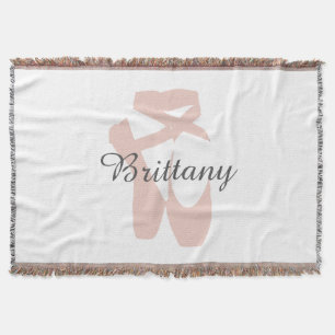 Custom Ballet Slipper Ballerina Dancer Centre Name Throw Blanket