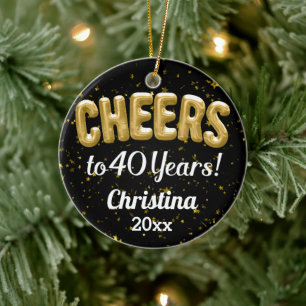 Custom Balloons Cheers to 40 Years 40th Birthday Ceramic Ornament