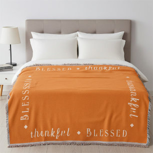 Custom Bamboo Blessed and thankful Thanksgiving Throw Blanket