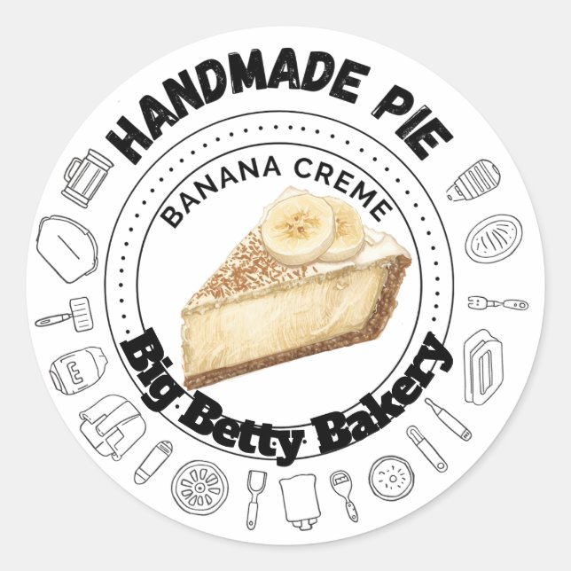 Custom Banana Cream Pie Labels | Personalised Bake (Front)