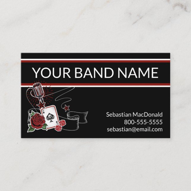 Custom Band Business Card Rockabilly Musician Rock (Front)