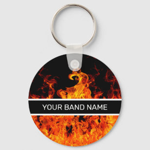 Custom Band Merch Rock and Roll Flames Musician Key Ring