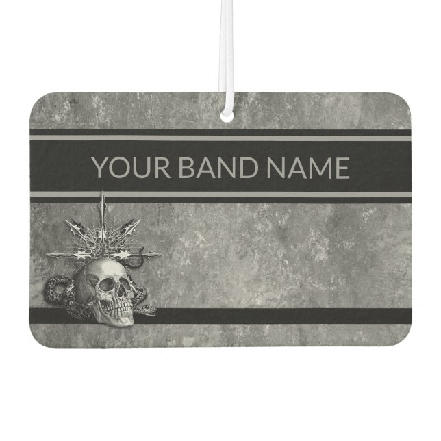 Custom Band Merch Rocker Skull Rock & Roll Music A Car Air Freshener (Front)