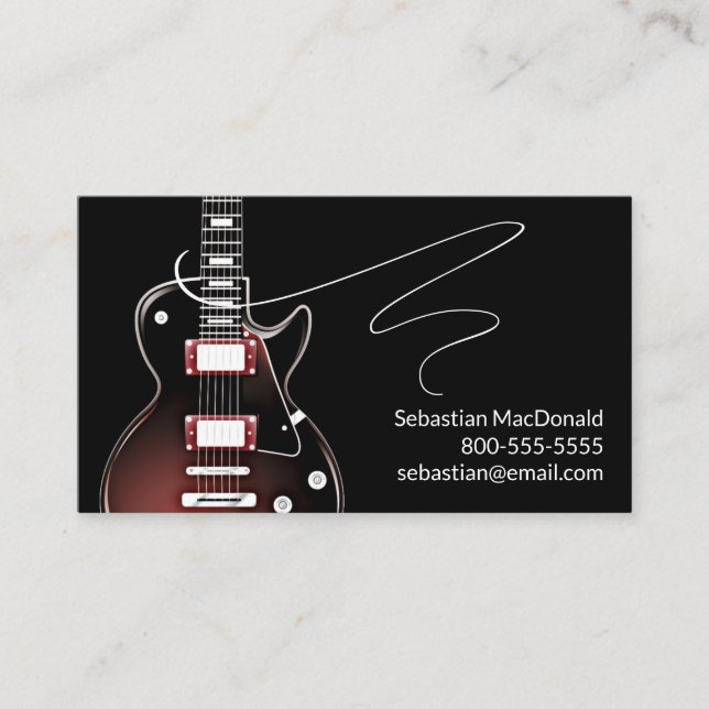 Custom Band Name Rock & Roll Guitar Musician Music Business Card (Front)
