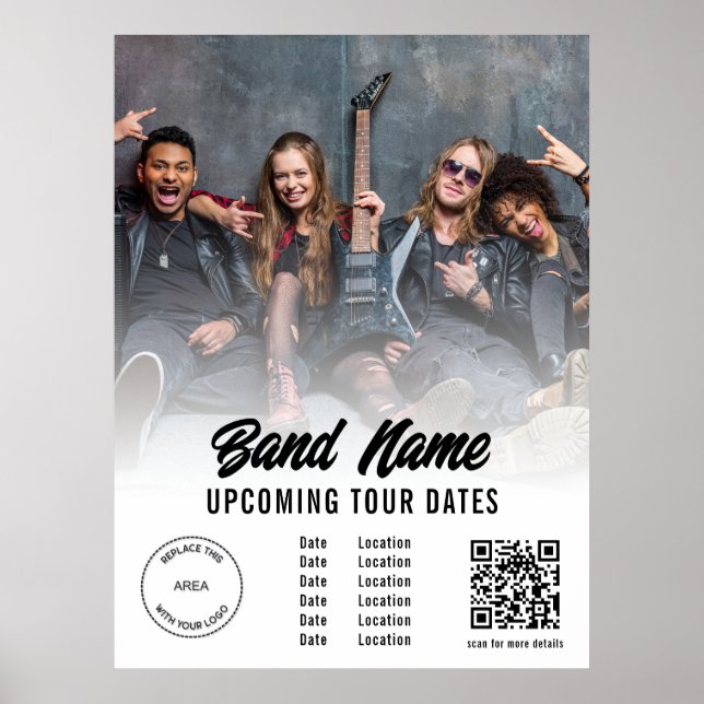 Custom Band Photo Logo QR Code Gigs Tour Dates Poster (Front)