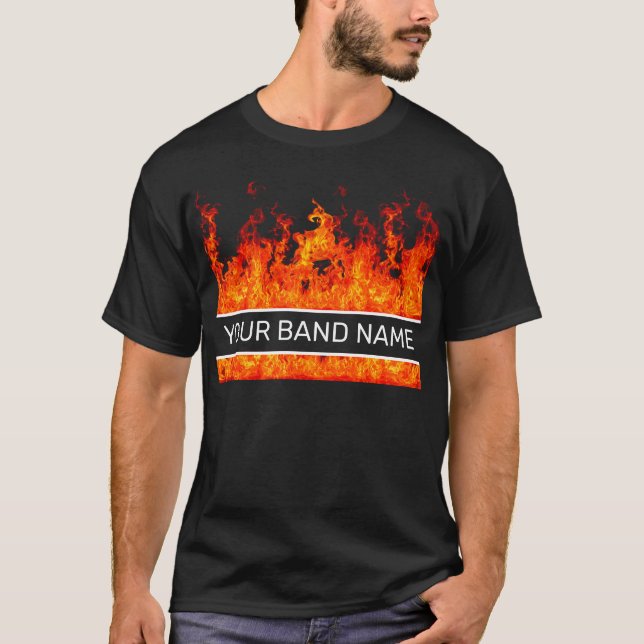 Custom Band T Rock and Roll Music Merc Flames Fire T-Shirt (Front)