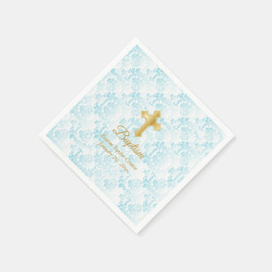 Custom Baptism in Blue, White and Gold Napkin