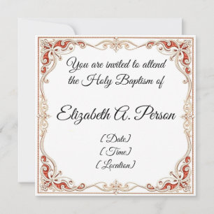 Custom Baptism Invitation Flat Note Card